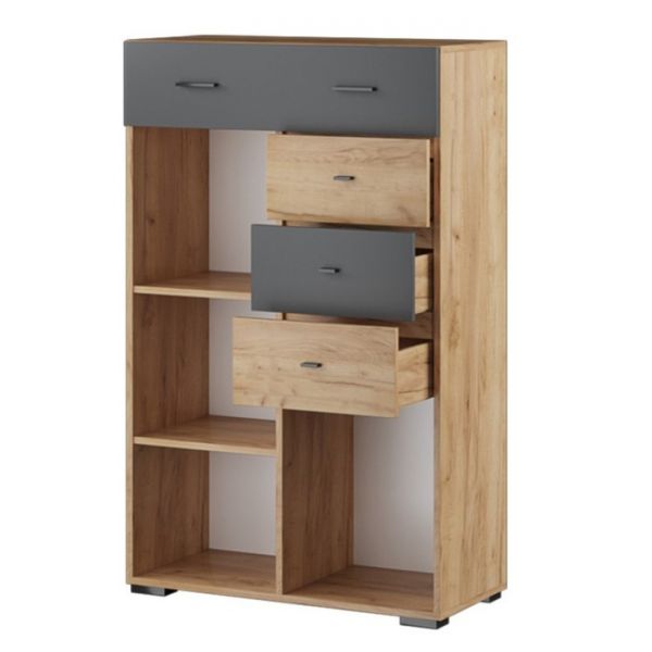 Комод Дублин 800х376х1284 гикори рокфорд/графит серый