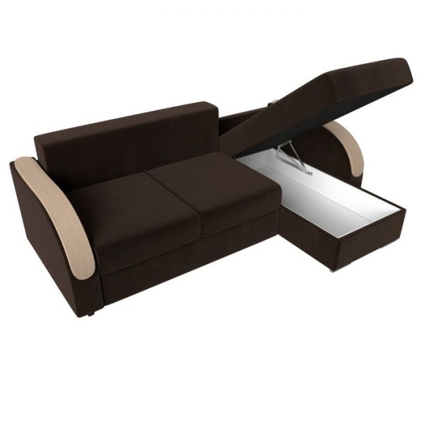 Угловой диван «Дарси», механизм еврокнижка, микровельвет, цвет бежевый