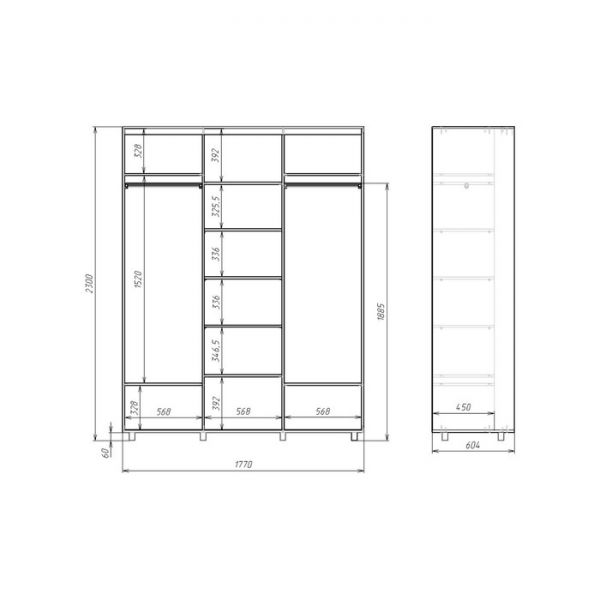 Шкаф-купе Яркий-222 1770х600х2300 Венге Светлый/Детский 2
