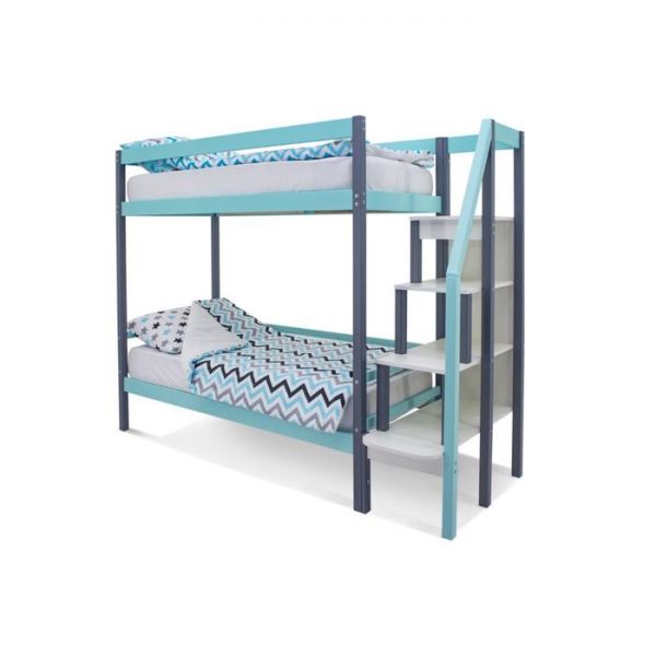 Детская двухъярусная кровать Бельмарко Svogen графит-мятный
