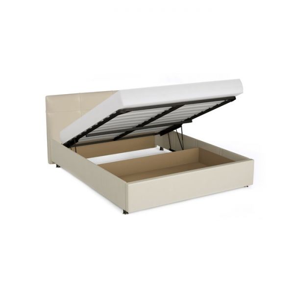 Кровать «Птичье гнездо» с ПМ, 1400х2000, ортопедическое основание, экокожа, цвет бежевый