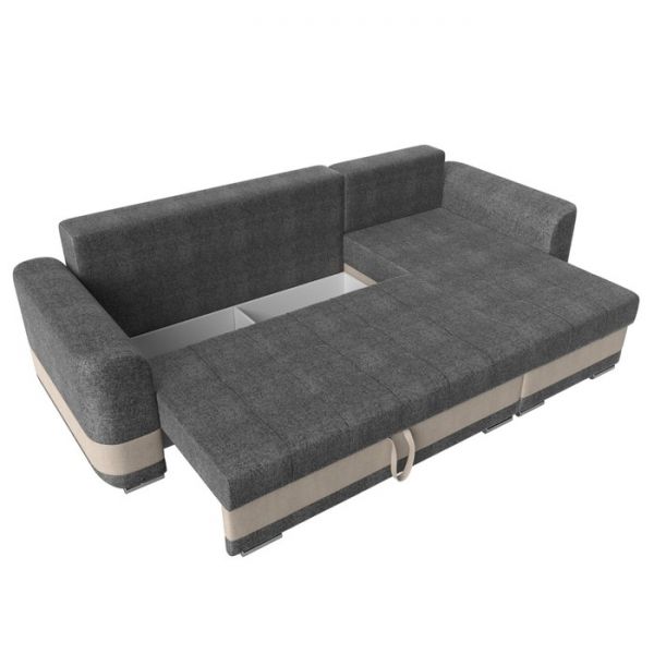 Угловой диван «Честер», механизм еврокнижка, рогожка, цвет серый / бежевый