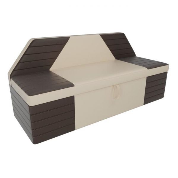 Кухонный прямой диван «Дуглас», механизм дельфин, экокожа, цвет бежевый / коричневый