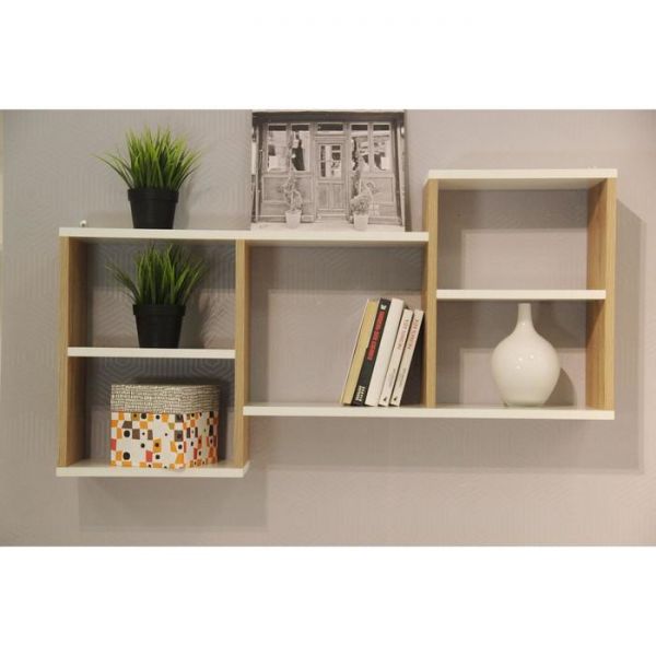 Полка настенная Д-4 1022х190х572 белый/дуб крафт золотой