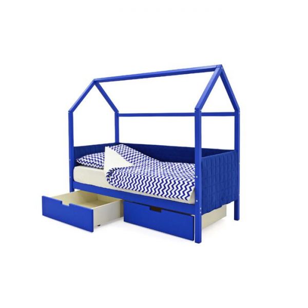 Детская кровать-домик мягкий Бельмарко  Svogen синий