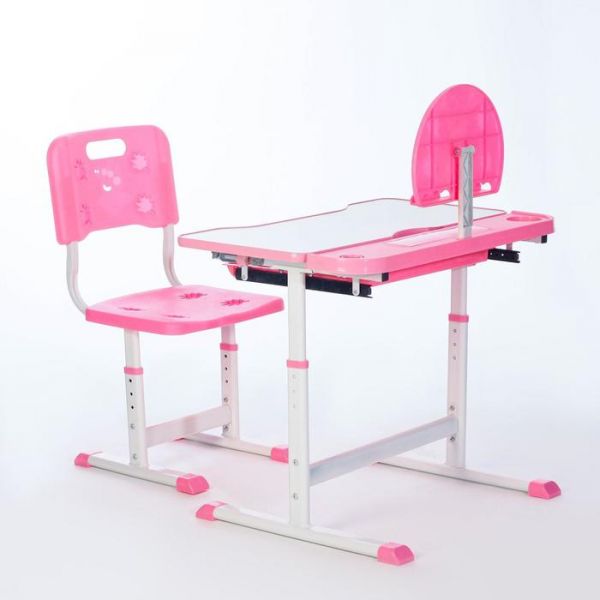 Растущая парта со стулом S01, розовая, ростовая группа №3-4