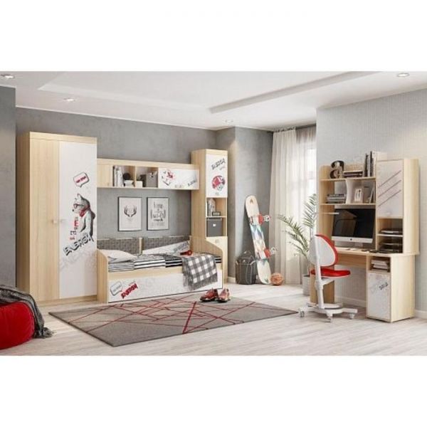 Надстройка Энерджи 1200 прямая 1198х303х1050 дуб сонома/белый