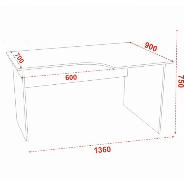 Стол компьютерный угловой правый 1360*900*750  Белый