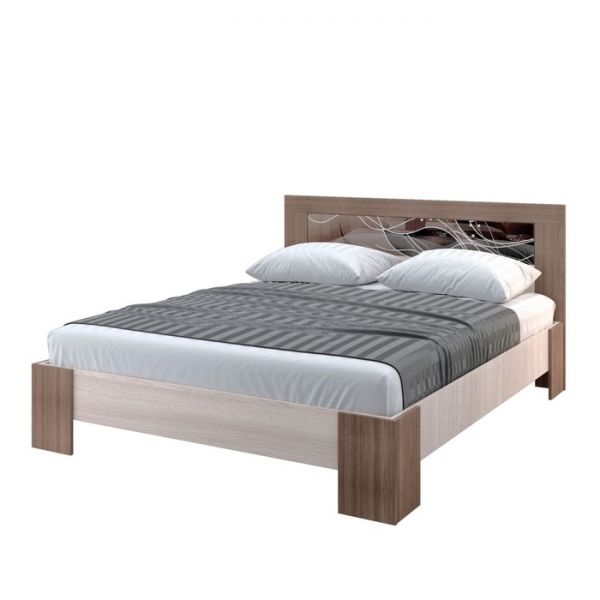 Кровать «Николь» без ПМ, 1600 ? 2000 мм, цвет ясень шимо светлый / тёмный