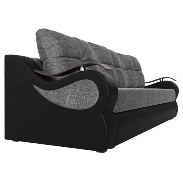 Прямой диван «Меркурий еврокнижка», механизм еврокнижка, рогожка, цвет серый / чёрный