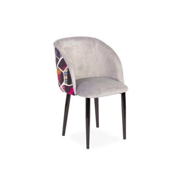 Стул Милли Аврора 18 серый велюр/ Стандарт металл Черный глянец