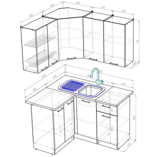 Кухонный гарнитур Светлана прайм, 1200 х 1400 мм
