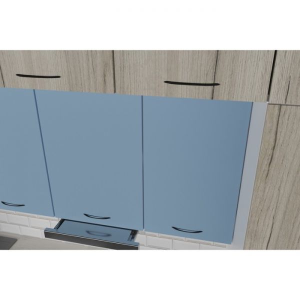 Кухонный гарнитур Лидия люкс 3000х600 Белый/Сосна/Капри, Бетон темный