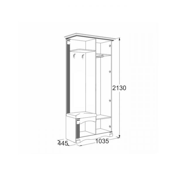 Прихожая «Саша 16», 1035 ? 445 ? 2130 мм, ЛДСП / МДФ, зеркало, цвет белый / анкор светлый