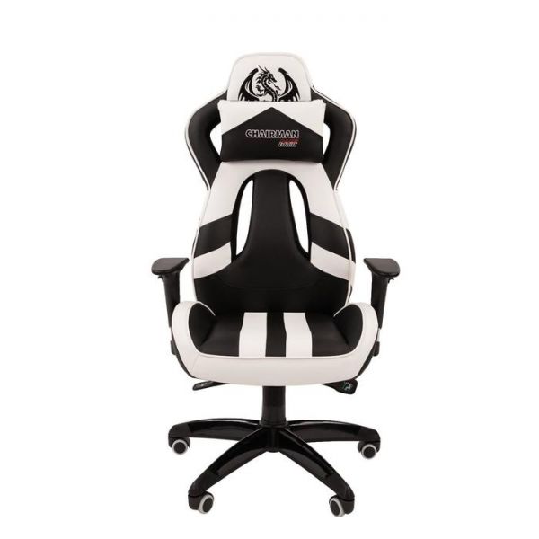 Игровое кресло "Chairman game" 25 экопремиум черный/белый