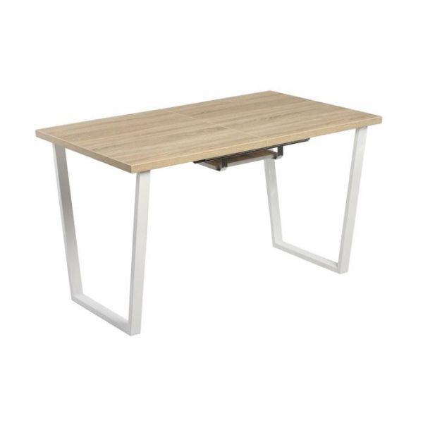 Стол АТЛАНТ-09 1620/2220*950х750 Дуб Бардалино серый/Опора АТЛАНТ-Белый глянец