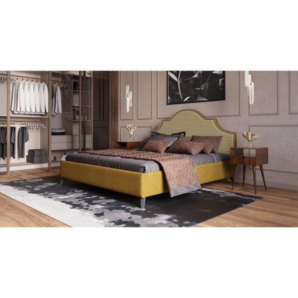 Кровать Фаина, 1600х2000, ортопедическое осн+ПМ, Горчичный