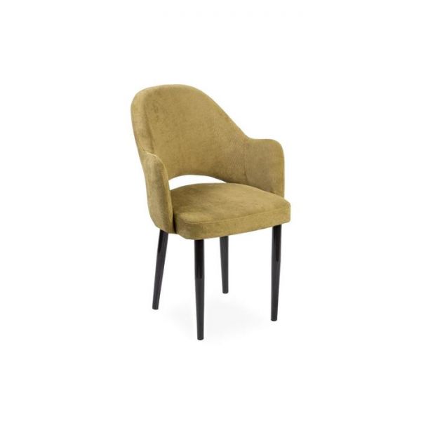 Стул "КЛЕО" ШАРЛИ 10 (рогожка, хаки) каркас СТАНДАРТ Черный глянец