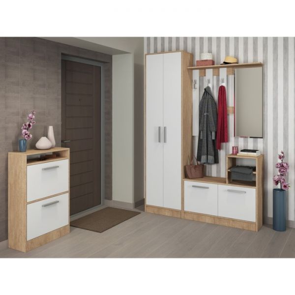 Обувница Энтер 600х255х920 Дуб сонома/белый