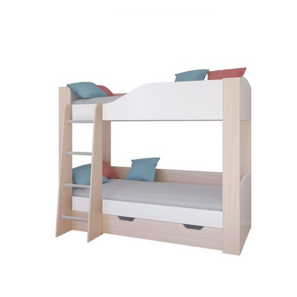 Детская двухъярусная кровать «Астра 2», цвет дуб молочный / белый