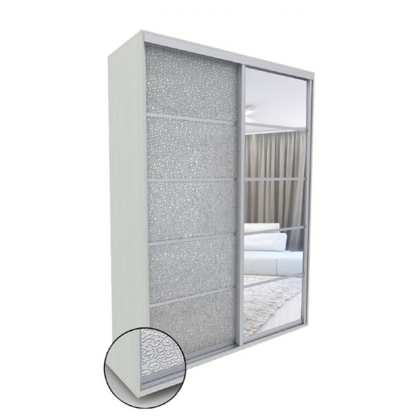 Шкаф-купе «Акцент-Квадро КЛ», 1000 ? 600 ? 2310 мм, вставки лоза, цвет выбеленное дерево