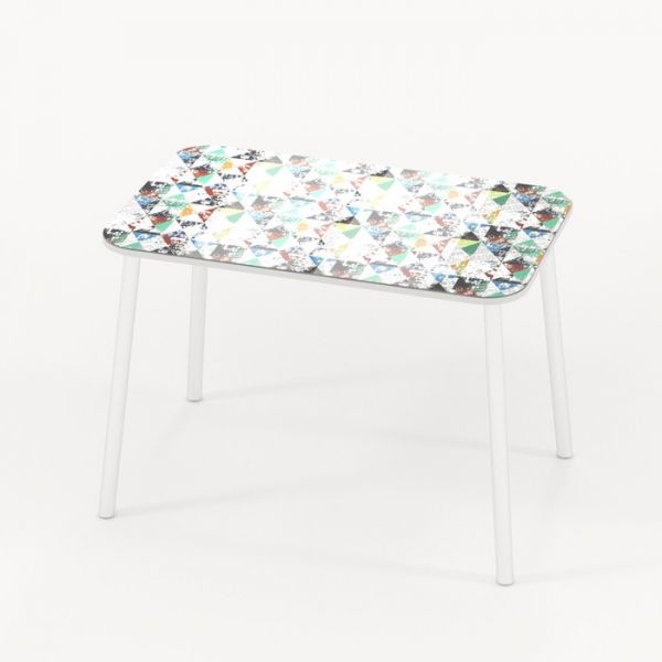 Обеденный стол Stalker, 1030 ? 640 ? 750 мм, ножки белые F3, фотопечать карта чйрная