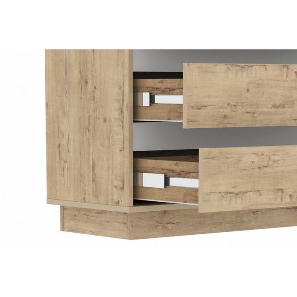 Комод Virginia НМ 011.02, 884х404х1018 Белый Скандинавский/Дуб Бунратти