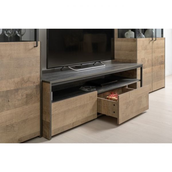 Тумба под ТВ Трувор 13.70, 1498х454х446, Дуб гранж песочный/Интра