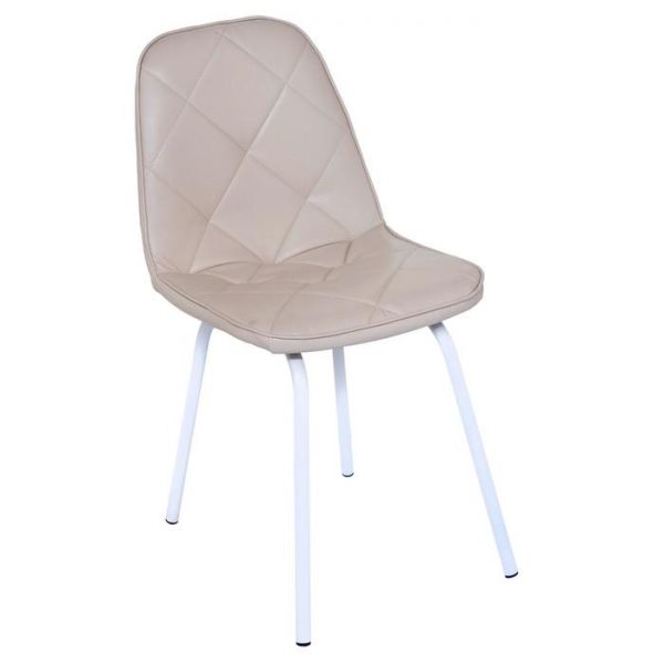 Стул «Сиена», каркас металл белый, кожзам бежевый