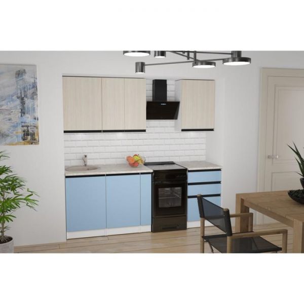 Кухонный гарнитур Соната стандарт 1600х600 Ясень шимо светлый,Капри/Белый