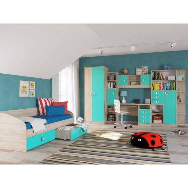 Шкаф настольный СИТИ 1200*270*1030 Дуб сонома/Аква