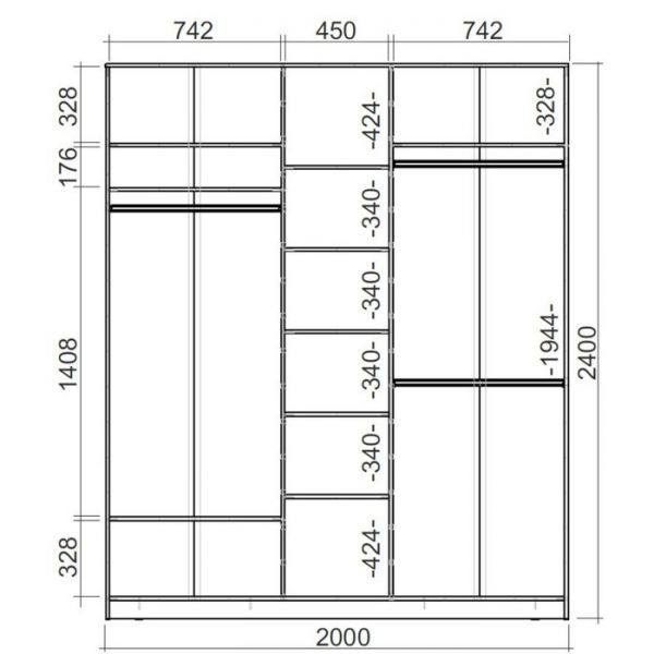 Шкаф-купе Хит-24-20-656 Венге магия, Колибри