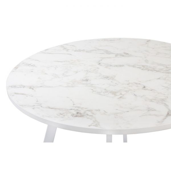 Стол РИМ D-940/1390х940х760 Мрамор Белый/Опора Гермес белая глянцевая