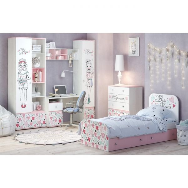 Комод Малибу 802х460х994 ясень белый/айскрим с фотопечатью