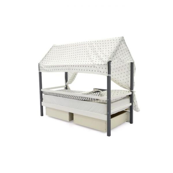 Крыша текстильная Бельмарко для кровати-домика Svogen звезды графит