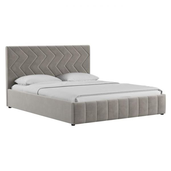 Кровать Милана, 1600х2000, ортопедическое осн+ПМ, Светлый кварцевый серый/Фог