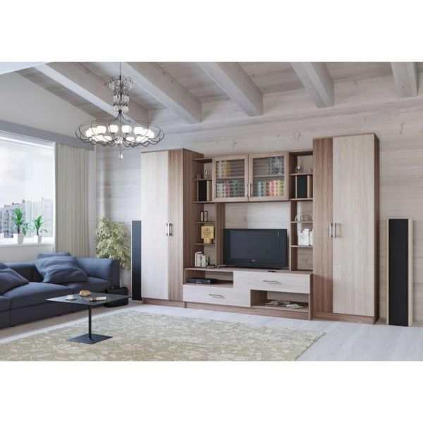 Гостиная Берта-1 2700х556х1900 ясень шимо темный/ясень шимо светлый