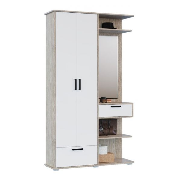 Прихожая №3  1100x370x2000 Дуб Солсбери светлый/Белый