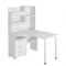 Стол СР-132, угол левый с надстройкой, 1300 ? 1010 ? 1640 мм, цвет белый жемчуг