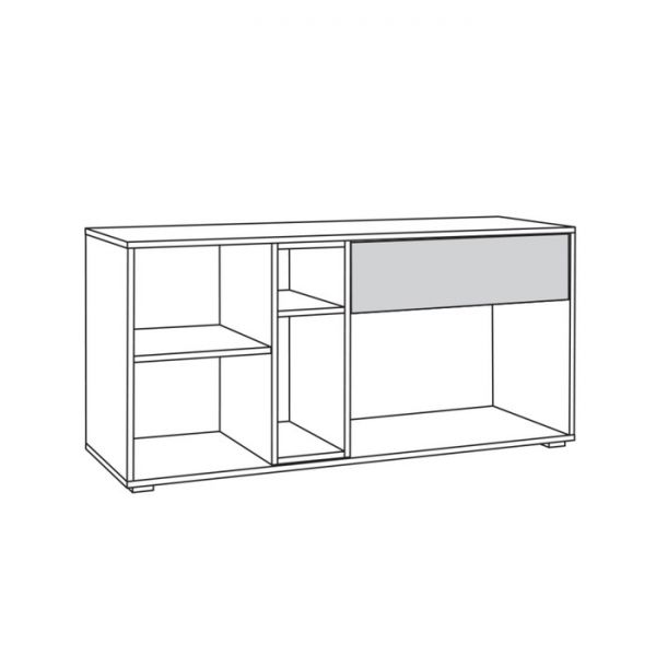 Тумба под ТВ Бэль 10.91, 1314х430х662, Дуб крафт золотой/Белый премиум