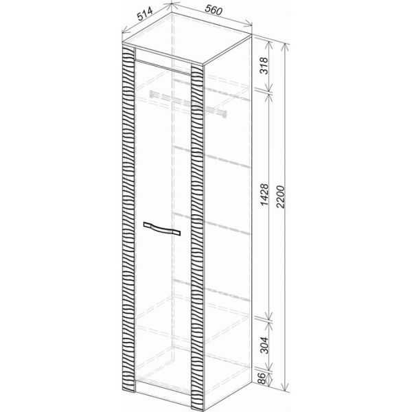 Пенал Монако 560х510х2200 ясень белый/F12