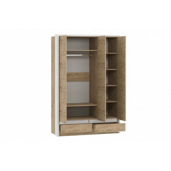 Шкаф 3-х ств Virginia НМ 011.50, 1396х630х2144, Белый Скандинавский/Дуб Бунратти