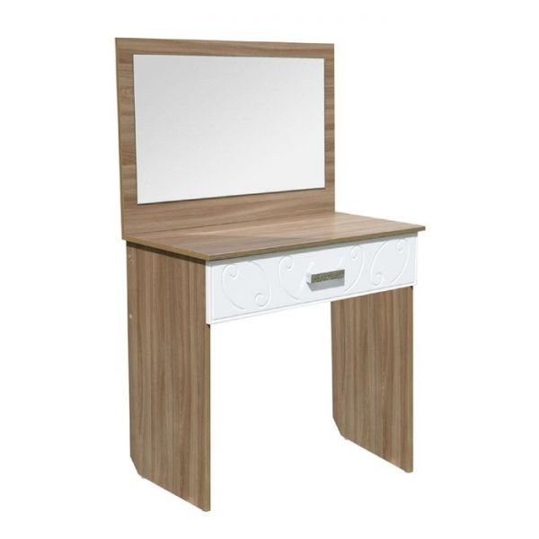 Туалетный стол без тумбы «Анжелика 2 NEW», зеркало, цвет ясень шимо тёмный / белый глянец