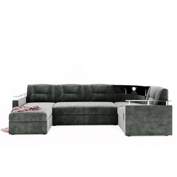 Диван «Титаник» с подсветкой, механизм дельфин, угол правый, ЛДСП венге, цвет селфи 01