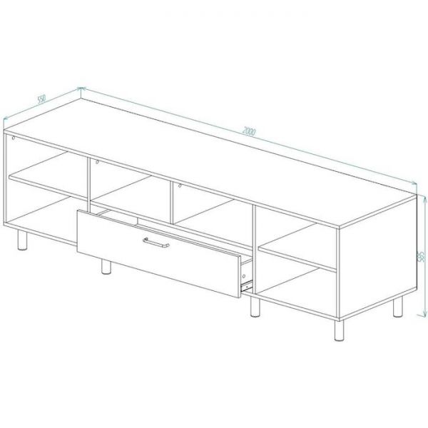 Тумба ЛОФТ для ТВ-21  2000х550х590 Дуб Бунратти/ Малави