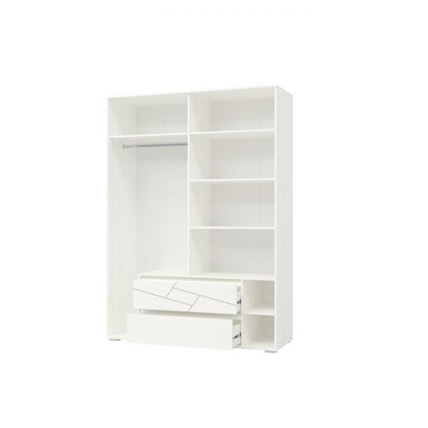 Шкаф 4-х дверный с ящиками АДЕЛИНА 1600х555х2220 Рамух белый