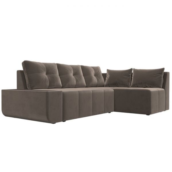 Угловой диван «Амадэус», правый угол, велюр, цвет бежевый