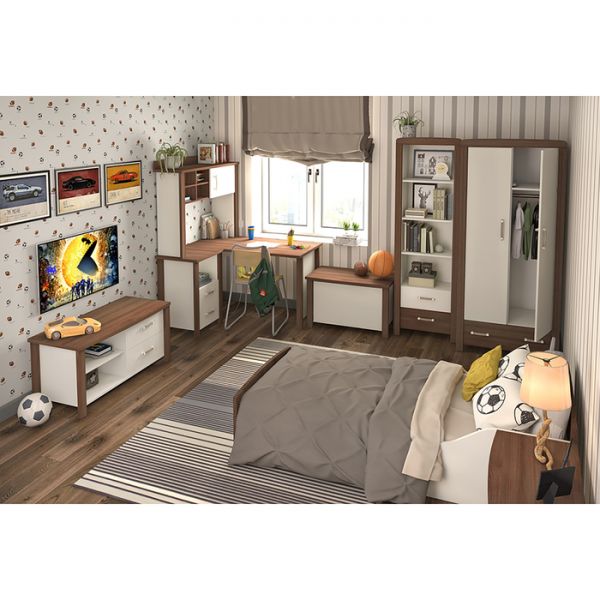 Стол угловой СТД-У, 1300 ? 1230 ? 755 мм, цвет нельсон / белый