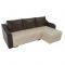 Угловой диван «Монако», механизм еврокнижка, экокожа, цвет бежевый / коричневый