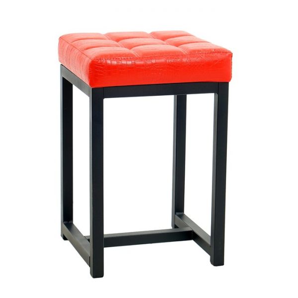 Табурет  "Лофт 4", Черный/красная рептилия